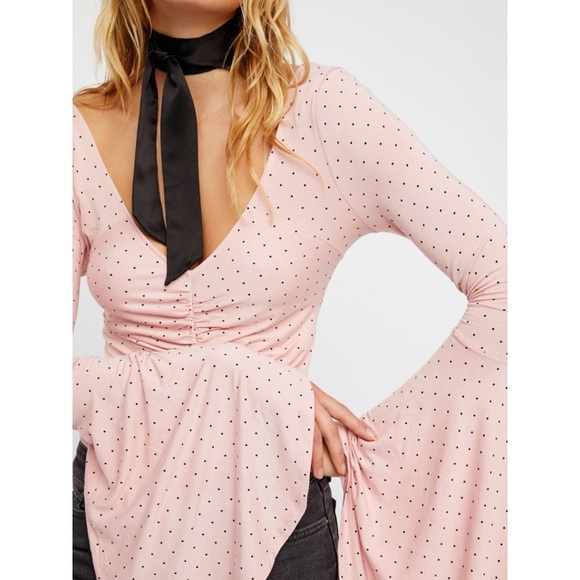 Free People What A Babe Pink Polka Dot Top